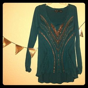 Blue Beaded Miss Me Shirt
